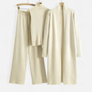Women’s Three-Piece Set – Sleeveless Top, Wide-Leg Trousers & Longline Cardigan
