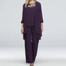 Women’s Three-Piece Wide-Leg Trousers & Longline Jacket Set – Formal Occasion Wear