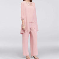 Women’s Three-Piece Wide-Leg Trousers & Longline Jacket Set – Formal Occasion Wear