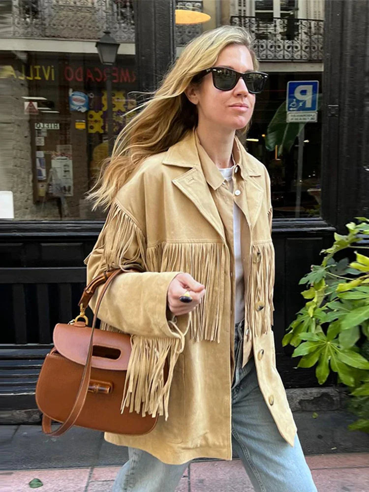 Womens Coat With Fringe Details 1