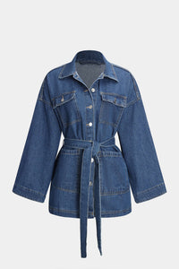 Womens Denim Jacket with Tie Belt