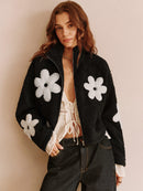 Womens Jacket Teddy Floral Print 0