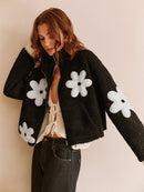 Womens Jacket Teddy Floral Print 1