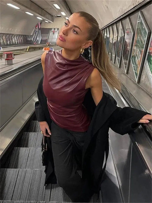 Womens Top Burgundy Going Out Top 5