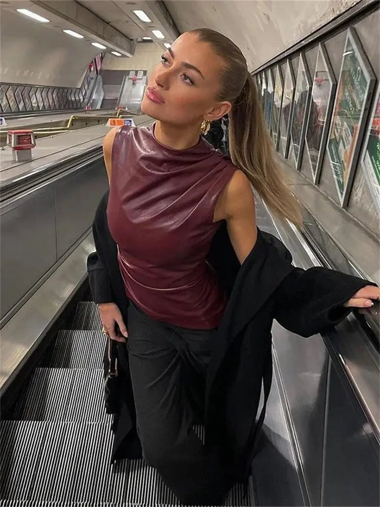 Womens Top Burgundy Going Out Top 5