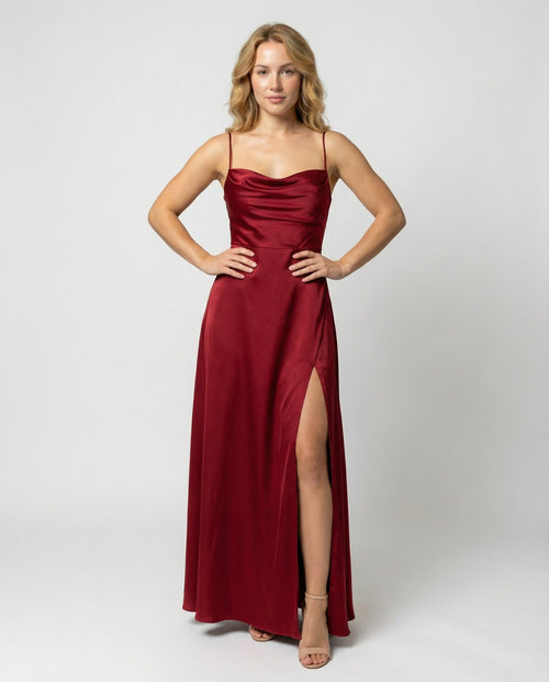 Flowing Silk Maxi Evening Dress