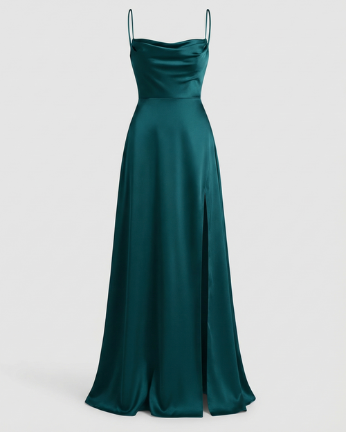 Elegant Womens Silk Maxi Dress Flowing Fit – Chic Summer Evening Gown