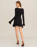 Women's Fitted Longsleeve Mini Dress With Ruched Hem