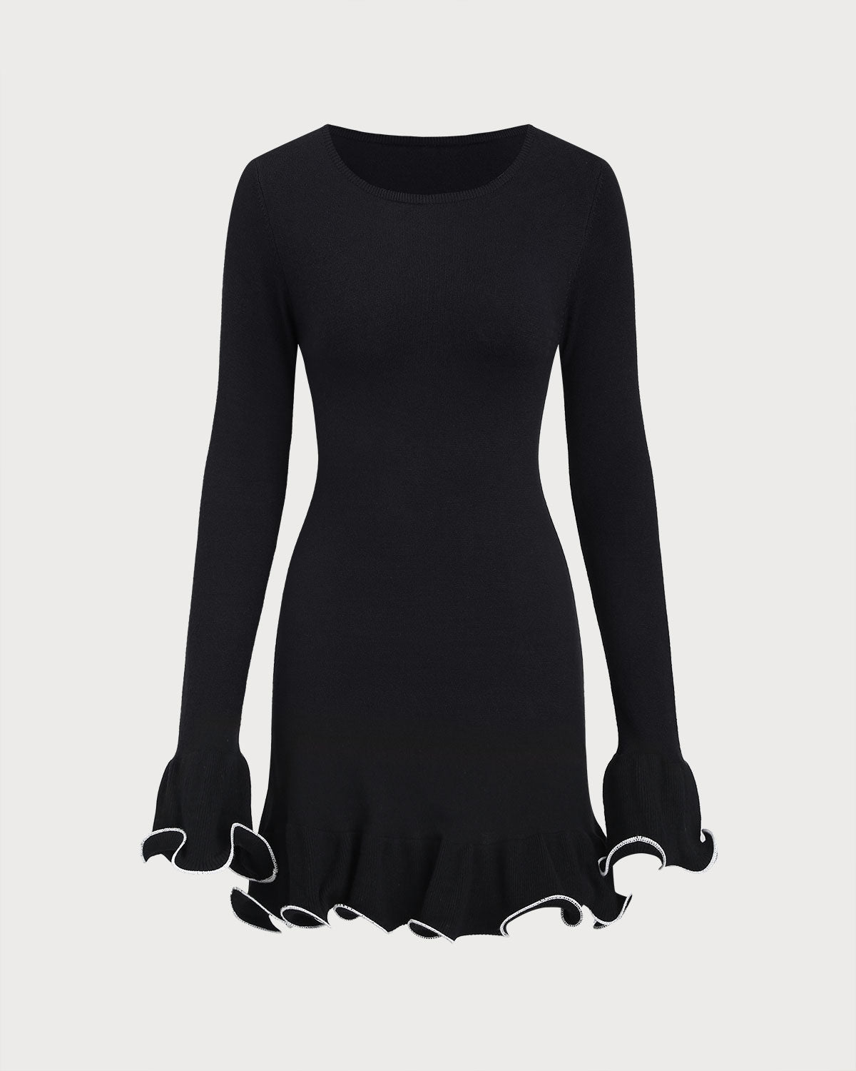 Women's Fitted Longsleeve Mini Dress With Ruched Hem