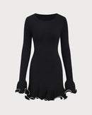 Women's Fitted Longsleeve Mini Dress With Ruched Hem