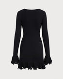 Women's Fitted Longsleeve Mini Dress With Ruched Hem