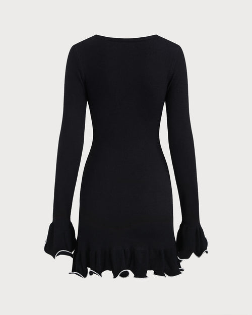 Women's Fitted Longsleeve Mini Dress With Ruched Hem
