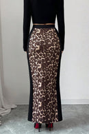 Leopard Printed High Waisted Bodycon Split Skirt