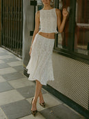 Women's Round Neck Short Vest & Skirt Two-Piece Set – Chic Summer Outfit