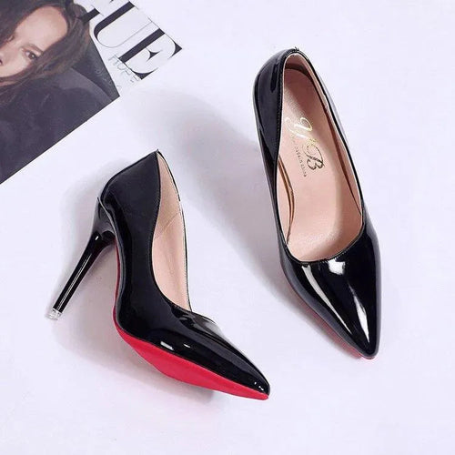 Womens Shiny Leather High Heel Stilettos – Elegant Evening Pumps