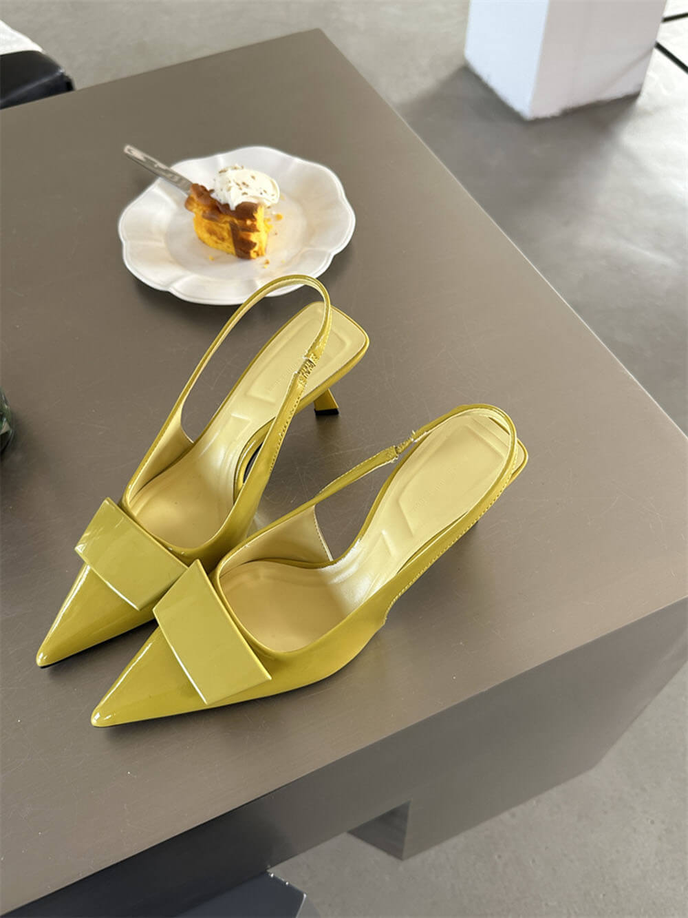 Women's Square Buckle Pointed Toe Stiletto Mid Heel Sandals – Elegant Heels
