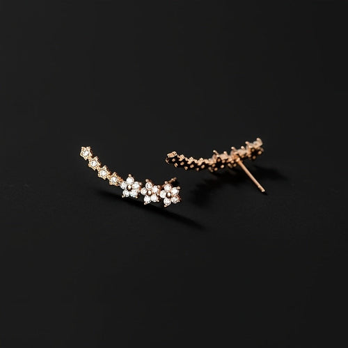 Women's Sparkly Floral And Star Ear Cuffs – Elegant Statement Jewelry