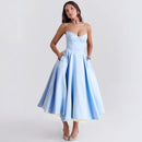 Women’s Sleeveless Corset Midi Dress - Elegant Dinner Party Style
