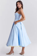 Women’s Sleeveless Corset Midi Dress - Elegant Dinner Party Style