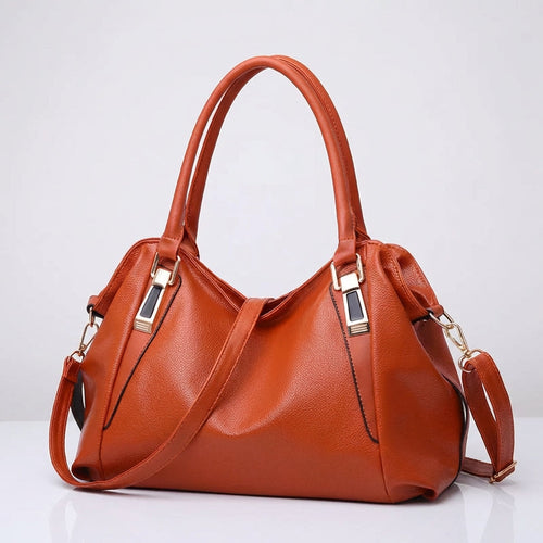 Women's Wide Leather Handbag With Long Strap – Stylish Shoulder Bag