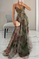 Women's Floral Flowing Maxi Dress – Sleeveless Elegant Wedding Guest Dress