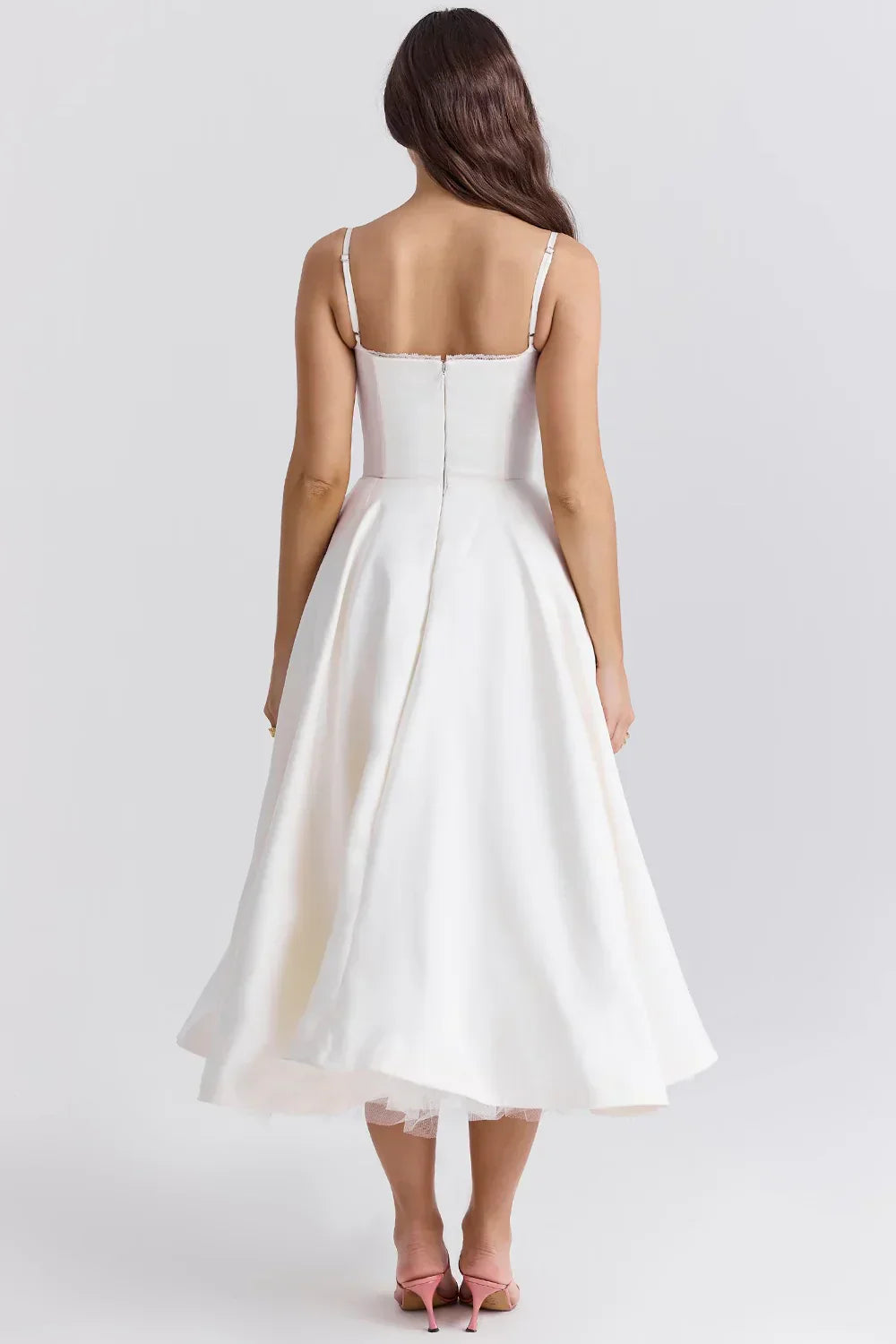 Women’s Sleeveless Corset Midi Dress - Elegant Dinner Party Style