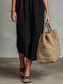 Women's Vacation Style Faux Suede Embroidered Midi Dress