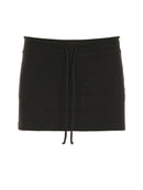 Women's Black Drawstring Slit Mini Skirt – Casual High-Waist Y2K Skirt