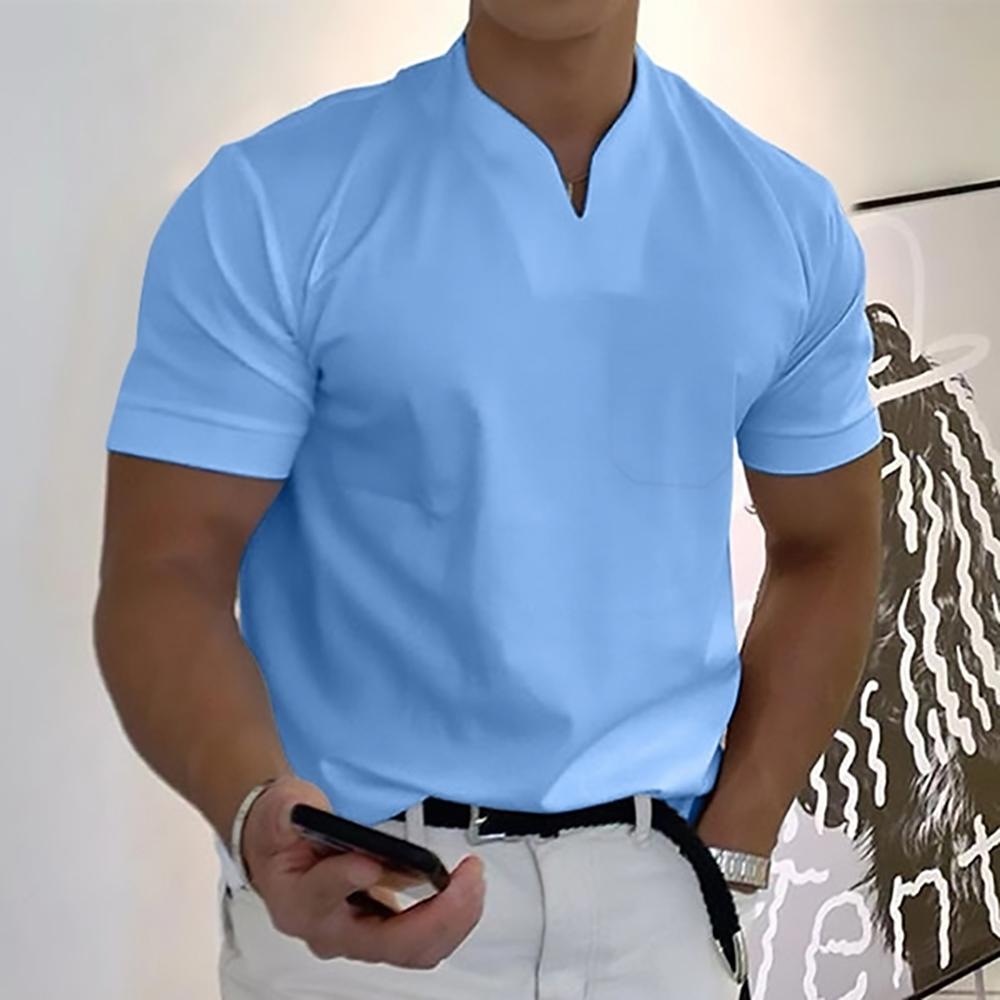 Men's Slim Fit V-Neck Polo Shirt – Casual Stylish Summer Top