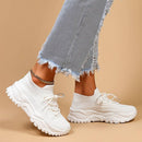 Women's Orthopedic White Lace-Up Sneakers – Comfortable Support Everyday Shoes