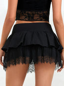 Black Lace Layered Goth Skirt