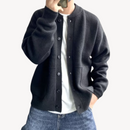 Men's Round-Neck Wool Cardigan – Button-Front Knit Vest