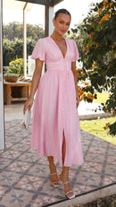 Women's Elegant Button-Front Flowy Maxi Dress – Chic Summer Gown