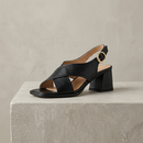 Women's Open-Toe Block Heel Leather Sandals