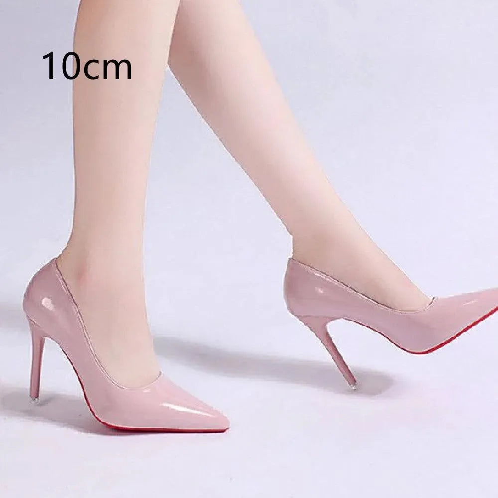 Womens Shiny Leather High Heel Stilettos – Elegant Evening Pumps