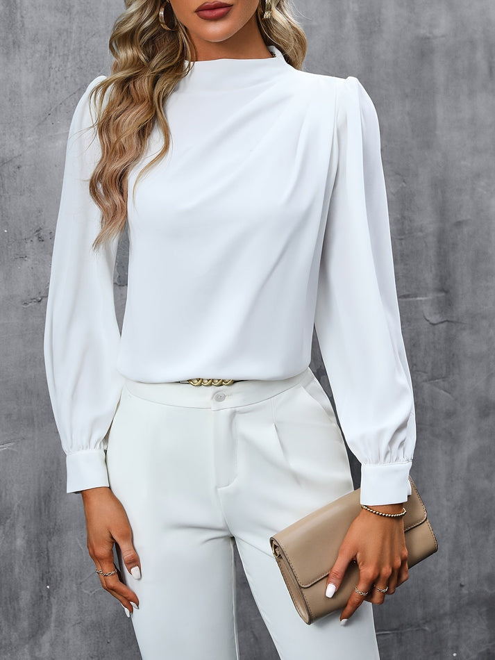 Women's Turtleneck Long Sleeve Blouse – Elegant Office Sophisticated Top