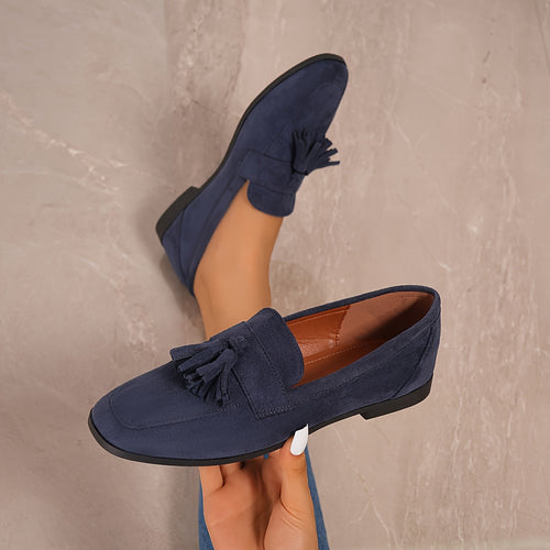 Women’s Vintage Tassel Slip-On Flats – Soft Sole Comfortable Shoes