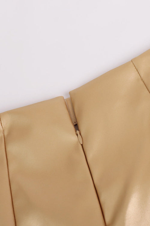 High Gloss PU Leather Bodycon Slit Skirt