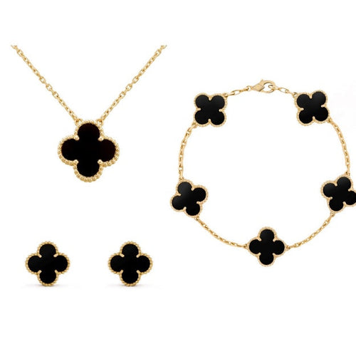 Women's Clover Style 3-In-1 Jewelry Set – Luxury Necklace Bracelet Earrings