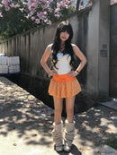 Checkered Bubble Drawstring Lounge Skirt