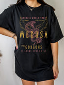 Women's Bold Letter Wings Snake Print Polo – Casual Round Neck T Shirt