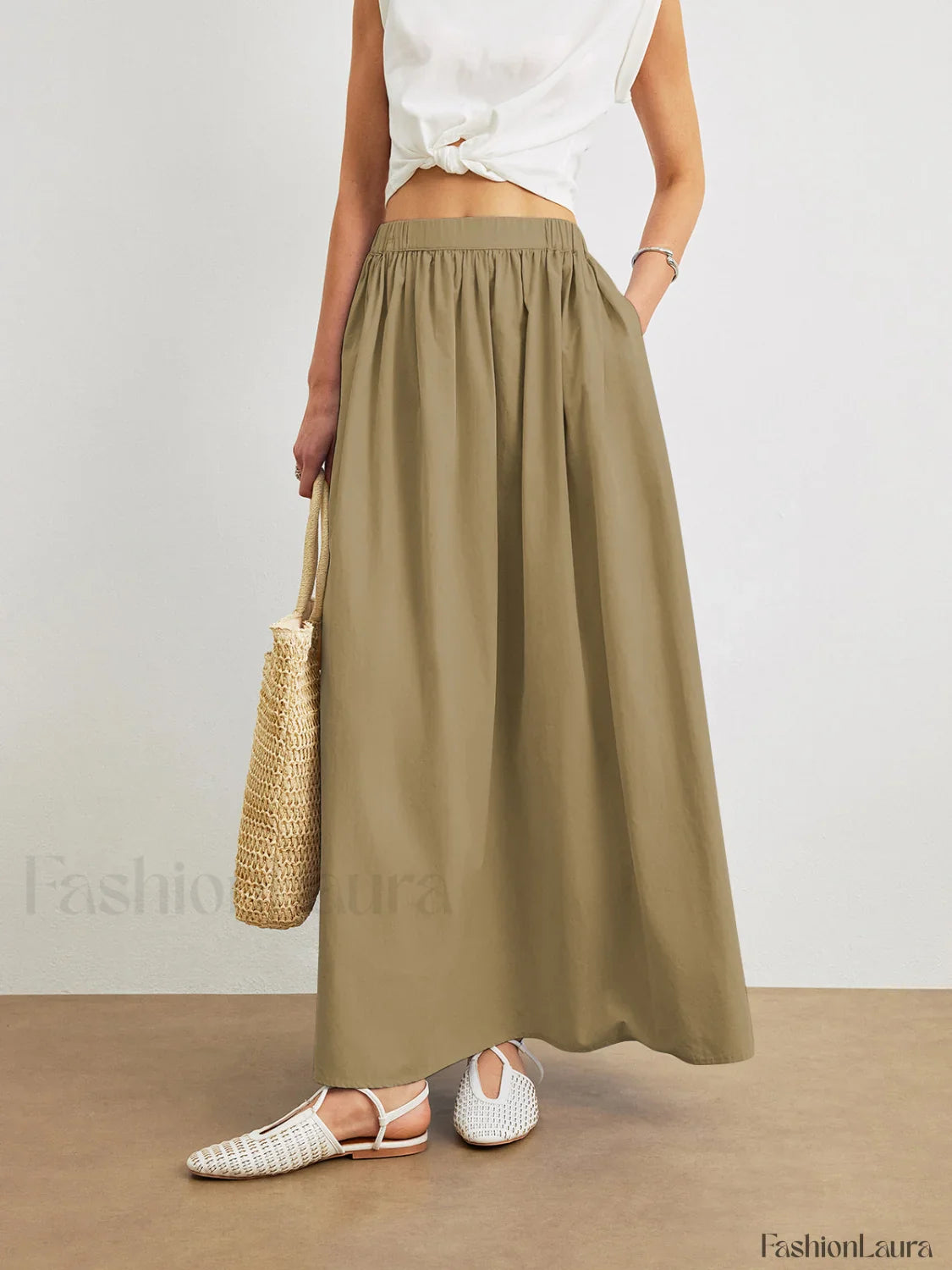 Cotton A-Line Skirt With Pockets