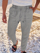 Men's Wide-Leg Linen Trousers – Drawstring Casual Summer Pants