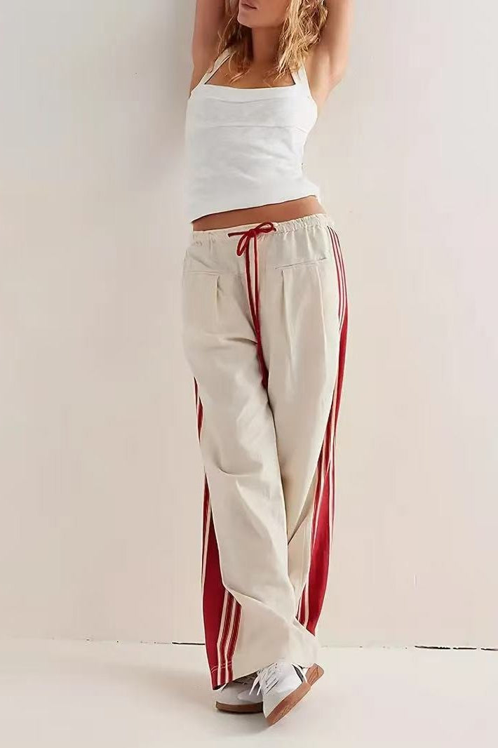 Women's Side Stripe Airy Casual Wide Leg Sweat Pants – Lounge Pants