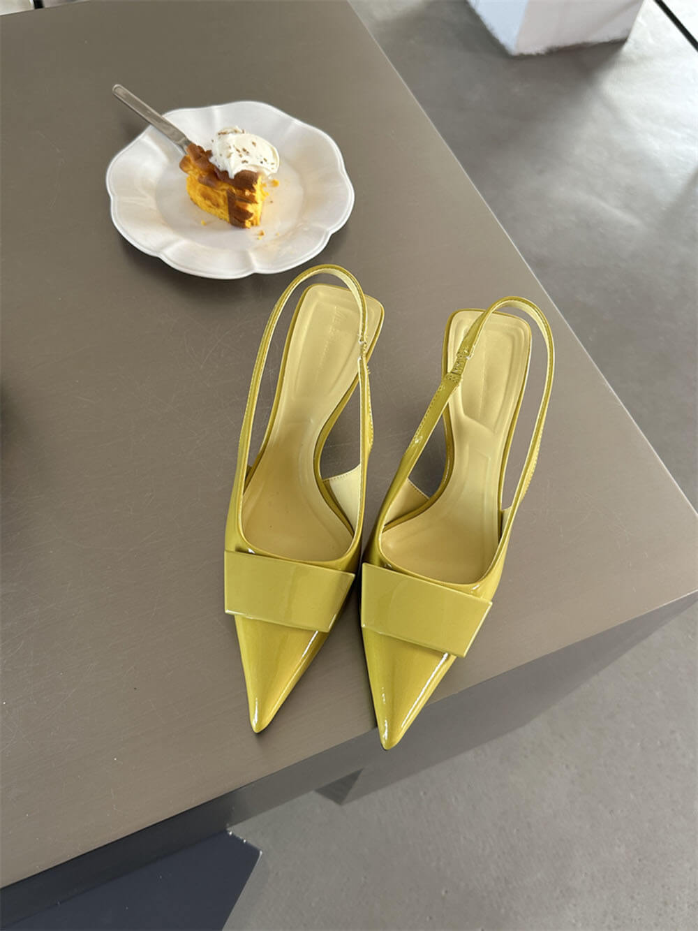 Women's Square Buckle Pointed Toe Stiletto Mid Heel Sandals – Elegant Heels