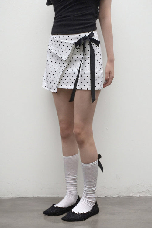 White Polka Dot Bodycon Mini Skirt