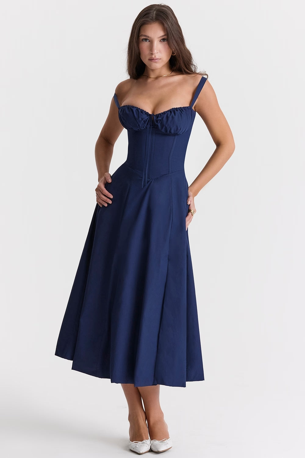 Women's Elegant Sleeveless Floral Party Dress with Slit and Sweetheart Neckline