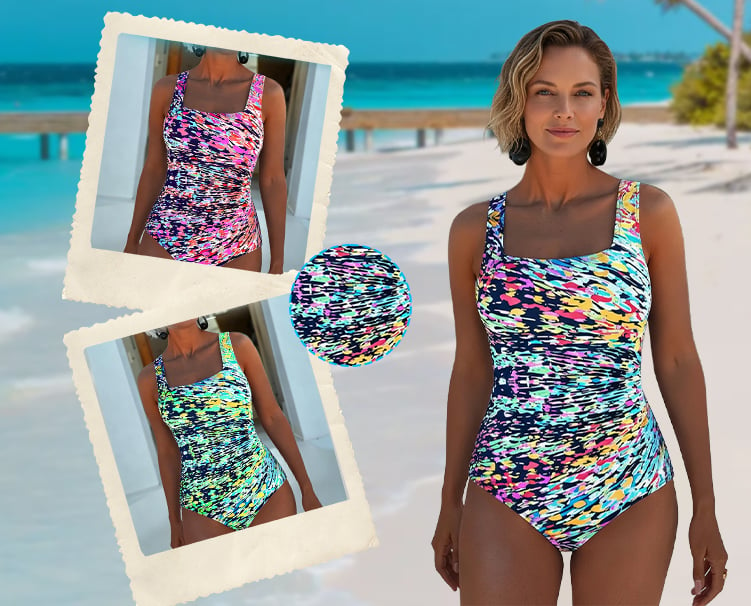 Women's Multicoloured Graphic One-Piece Swimsuit – Stylish Beachwear