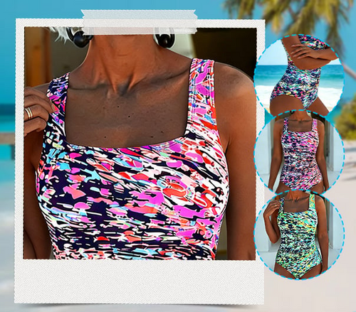 Women's Multicoloured Graphic One-Piece Swimsuit – Stylish Beachwear
