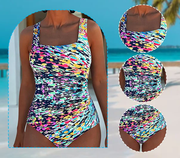 Women's Multicoloured Graphic One-Piece Swimsuit – Stylish Beachwear